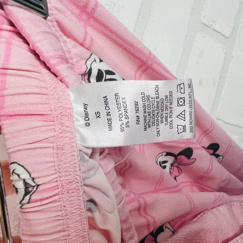 Disney Minnie Mouse Pink Plaid Pajama Set Long Sleeve Top & Joggers Women XS - Picture 10 of 12